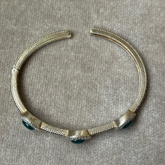 Judith Ripka Chalcedony & Chrome Diopside Gold Clad Sterling Bangle Cuff - Picture 4 of 16